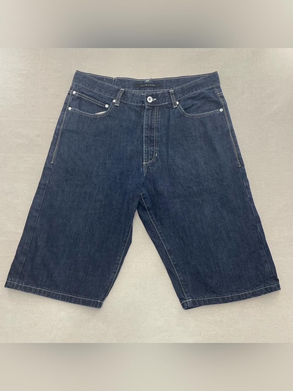 Sean John Black 90s Baggy Jean Shorts 38 Flap Pocket Hip Hop Skater Punk Jorts